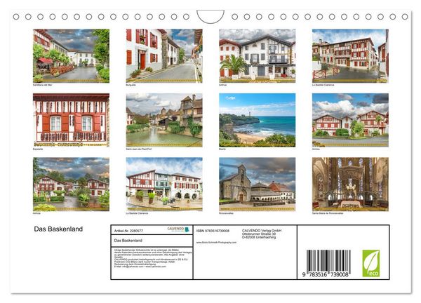 Produktbild: Das Baskenland (Wandkalender 2026 DIN A4 quer), CALVENDO Monatskalender