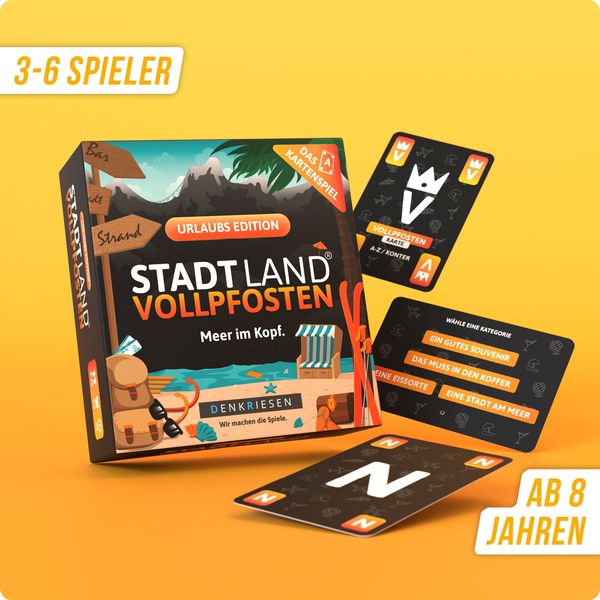 Denkriesen - Stadt Land Vollpfosten® - das Kartenspiel - Urlaubs Edition - "meer im Kopf."