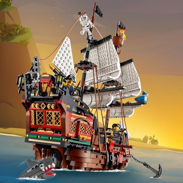 LEGO Creator 31109 3-in-1 Piratenschiff Set, Taverne und Totenkopfinsel
