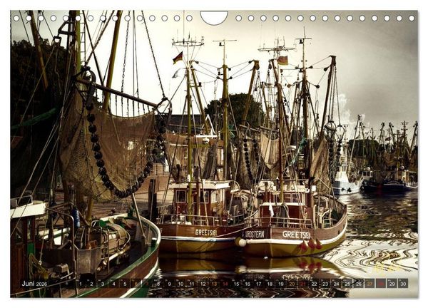 Produktbild: Ostfriesland - die alten H&auml;fen, Vintage-Style (Wandkalender 2026 DIN A4 quer), CALVENDO Monatskalender