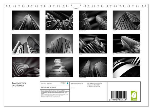 Produktbild: Monochrome Architektur (Wandkalender 2026 DIN A4 quer), CALVENDO Monatskalender