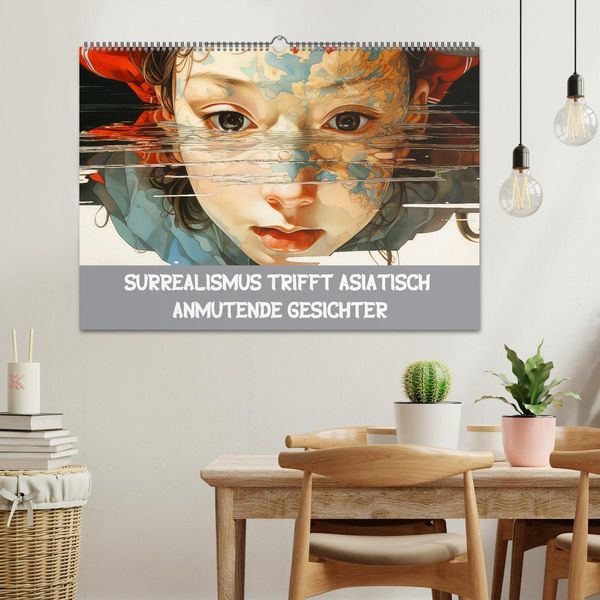 Produktbild: Surrealismus trifft asiatisch anmutende Gesichter (Wandkalender 2026 DIN A2 quer), CALVENDO Monatskalender