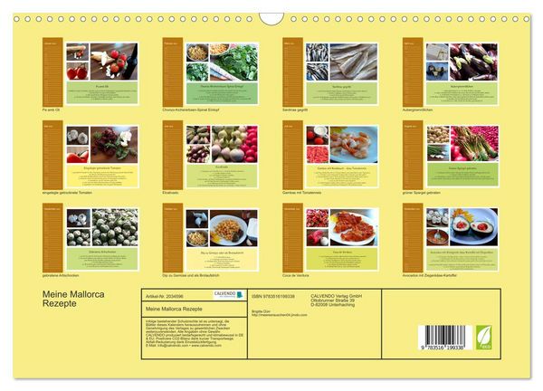 Produktbild: Meine Mallorca Rezepte (Wandkalender 2026 DIN A3 quer), CALVENDO Monatskalender