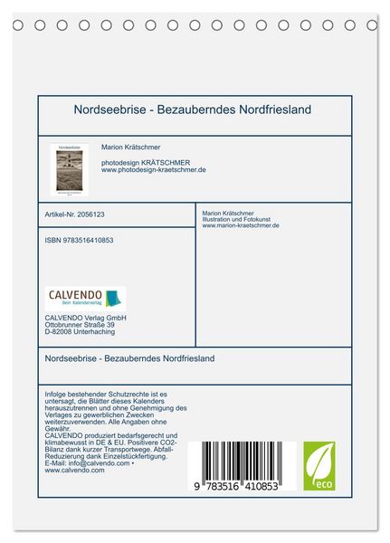 Produktbild: Nordseebrise - Bezauberndes Nordfriesland (Tischkalender 2026 DIN A5 hoch), CALVENDO Monatskalender
