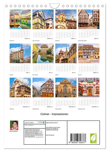 Produktbild: Colmar - Impressionen (Wandkalender 2026 DIN A4 hoch), CALVENDO Monatskalender