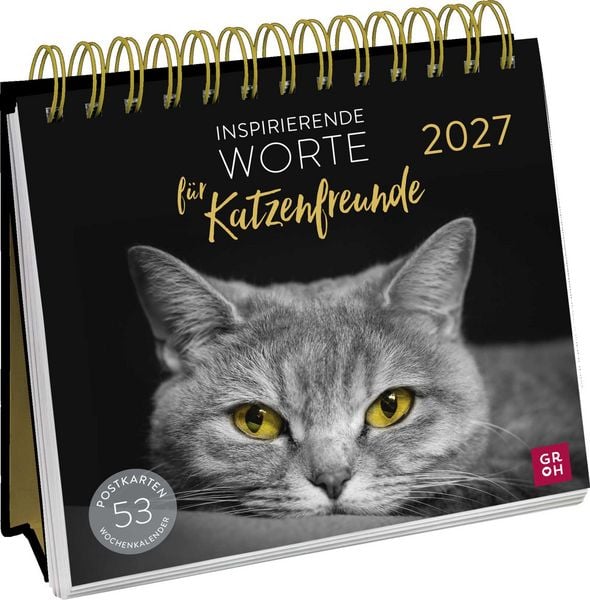 Produktbild: Postkartenkalender 2027: Inspirierende Worte f&uuml;r Katzenfreunde