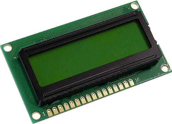 Produktbild: Display Elektronik LCD-Display Gelb-Gr&uuml;n 16 x 2 Pixel (B x H x T) 65.5 x 36.7 x 9.6 mm DEM16226SYH-LY