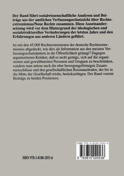 Produktbild: Rechtsextremismus und Neue Rechte in Deutschland