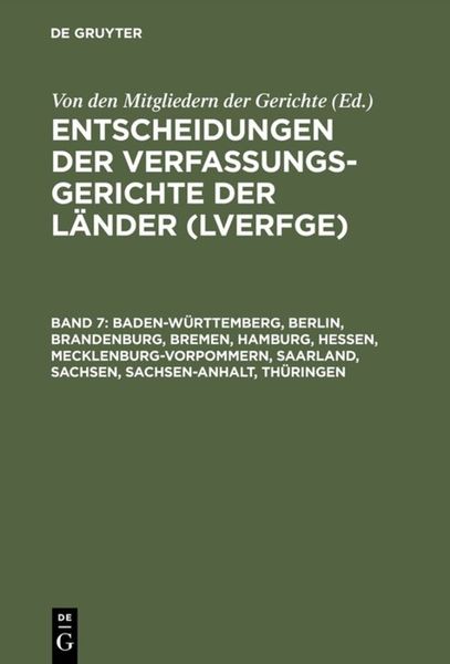 Produktbild: Baden-W&uuml;rttemberg, Berlin, Brandenburg, Bremen, Hamburg, Hessen, Mecklenburg-Vorpommern, Saarland, Sachsen, Sachsen-Anhalt, Th&uuml;ringen
