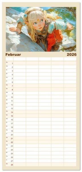 Produktbild: Familienplaner 2026 - Willkommen im Fantasieland - M&auml;rchenbilder mit 5 Spalten (Wandkalender, 21 x 45 cm) CALVENDO