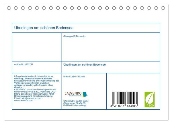 Produktbild: &Uuml;berlingen am sch&ouml;nen Bodensee (Tischkalender 2026 DIN A5 quer), CALVENDO Monatskalender