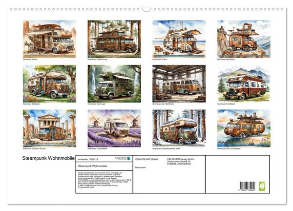 Produktbild: Steampunk Wohnmobile (Wandkalender 2026 DIN A2 quer), CALVENDO Monatskalender