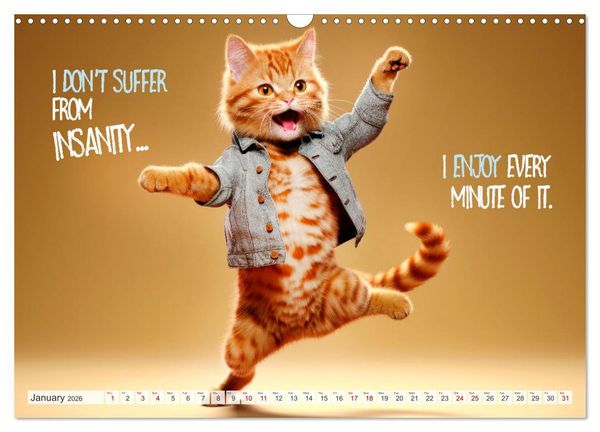 Produktbild: WITTY CATS Cool sayings (Wall Calendar 2026 DIN A3 landscape), CALVENDO 12 Month Wall Calendar