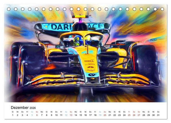Produktbild: Formel 1 kreativ - Digital Art von Jean-Louis Glineur (Tischkalender 2026 DIN A5 quer), CALVENDO Monatskalender