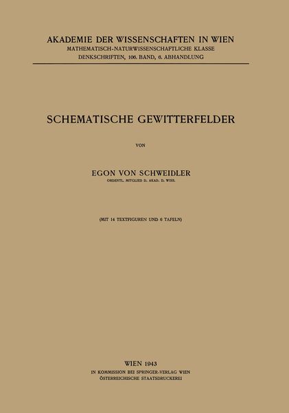 Schematische Gewitterfelder, Taschenbuch von Egon Schweidler, Springer Wien, 9783709156674