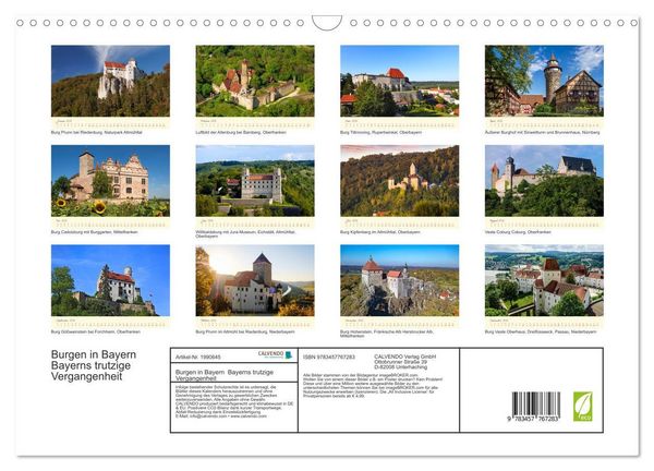 Produktbild: Burgen in Bayern Bayerns trutzige Vergangenheit (Wandkalender 2026 DIN A3 quer), CALVENDO Monatskalender