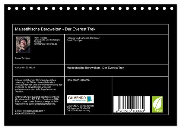 Produktbild: Majest&auml;tische Bergwelten - Der Everest Trek (Tischkalender 2026 DIN A5 quer), CALVENDO Monatskalender