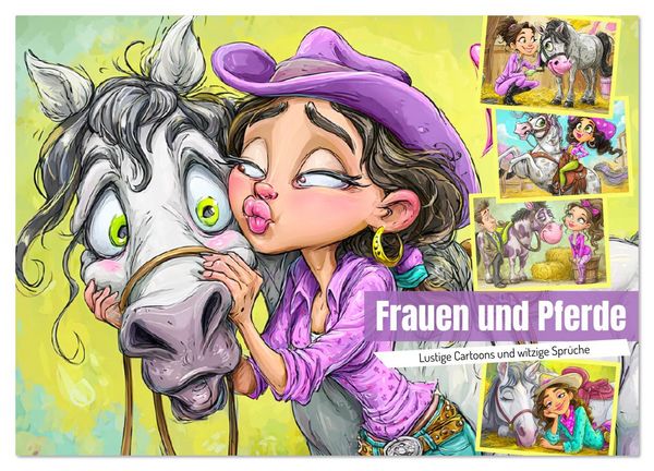 Produktbild: Frauen und Pferde. Lustige Cartoons und witzige Spr&uuml;che (Wandkalender 2026 DIN A2 quer), CALVENDO Monatskalender