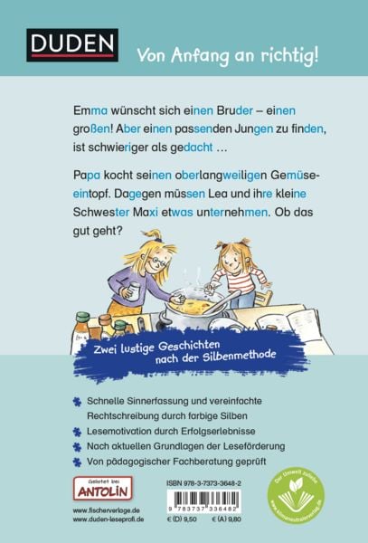 Produktbild: Duden Leseprofi &ndash; Silbe f&uuml;r Silbe: Silbengeschichten f&uuml;r clevere Geschwister, 1. Klasse