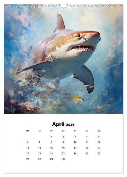Produktbild: Tanz der Haie. Aquarelle von den K&ouml;nigen der Meere (Wandkalender 2026 DIN A3 hoch), CALVENDO Monatskalender