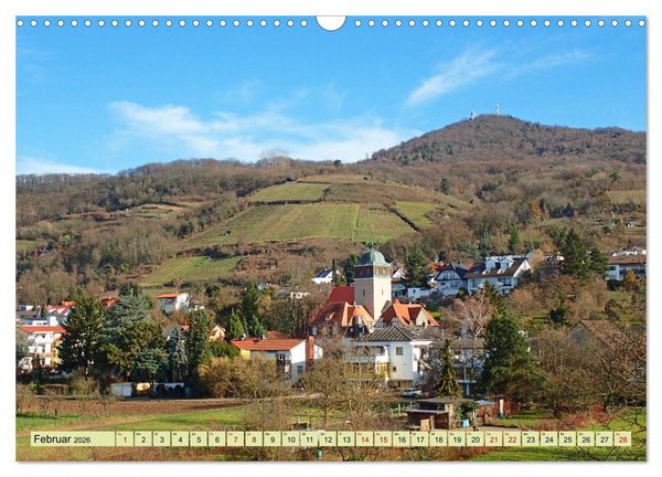 Produktbild: Weinregion Bergstra&szlig;e Burgen, Wein und Mandelbl&uuml;te (Wandkalender 2026 DIN A3 quer), CALVENDO Monatskalender