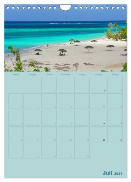 Produktbild: Karibik - Sonne, Strand und Palmen (Wandkalender 2026 DIN A4 hoch), CALVENDO Monatskalender