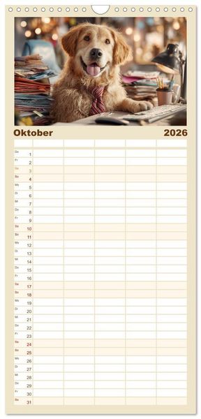 Produktbild: Familienplaner 2026 - Die Chaos GmbH - Tierisch faule Kollegen mit 5 Spalten (Wandkalender, 21 x 45 cm) CALVENDO
