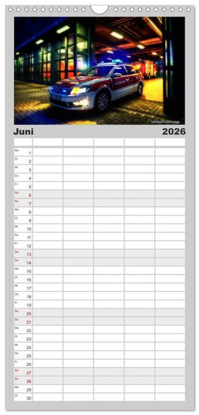 Produktbild: Familienplaner 2026 - HDR Einsatzfahrzeuge mit 5 Spalten (Wandkalender, 21 x 45 cm) CALVENDO