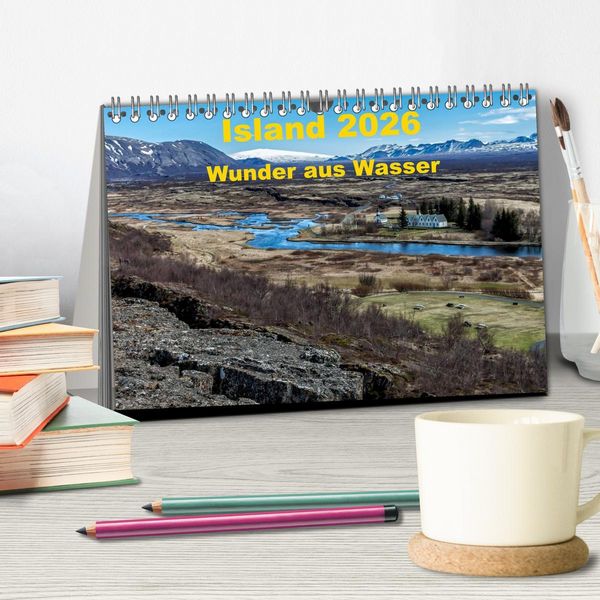 Produktbild: Island &ndash; Wunder aus Wasser (Tischkalender 2026 DIN A5 quer), CALVENDO Monatskalender