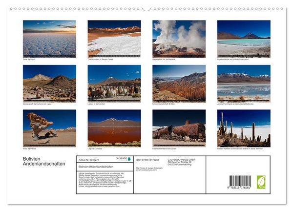 Produktbild: Bolivien Andenlandschaften (hochwertiger Premium Wandkalender 2026 DIN A2 quer), Kunstdruck in Hochglanz