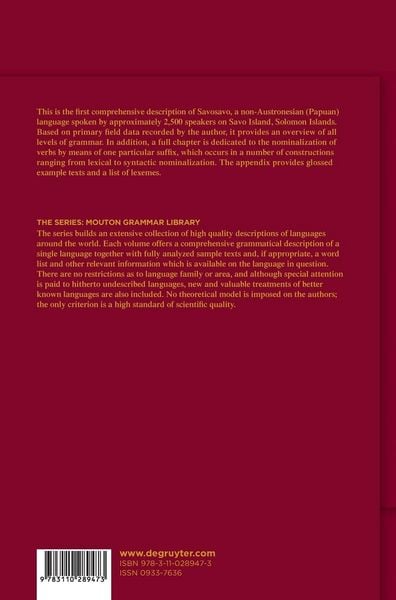 Produktbild: A Grammar of Savosavo
