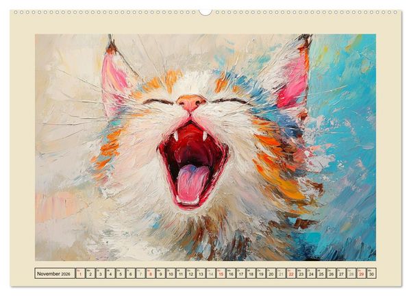 Produktbild: Katzengesichter im &Ouml;lgem&auml;lde-Stil. Liebliche Portraits f&uuml;rs Herz (Wandkalender 2026 DIN A2 quer), CALVENDO Monatskalender