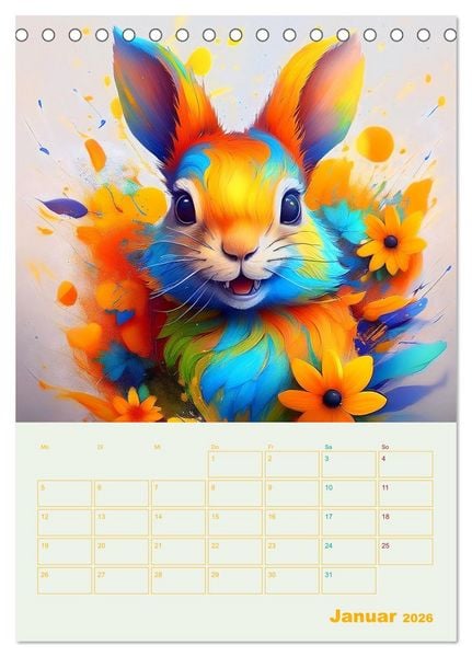 Produktbild: Tiere im Farbenrausch (Tischkalender 2026 DIN A5 hoch), CALVENDO Monatskalender