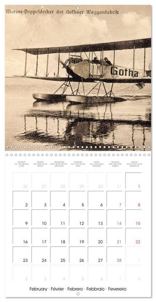 Produktbild: Avions biplans sur cartes postales anciennes (Calendrier mural carr&eacute; 2026 30x30 cm) Calendrier double avec une page pour vos prises de notes