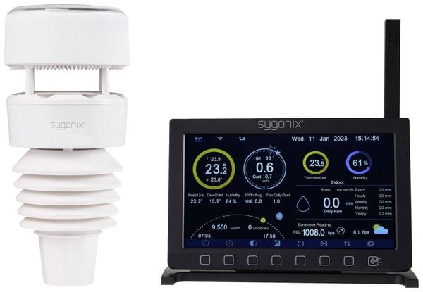 Produktbild: Sygonix SY-5479628 WLAN-Wetterstation Vorhersage f&uuml;r 2 Tage Anzahl Sensoren max. 8St.