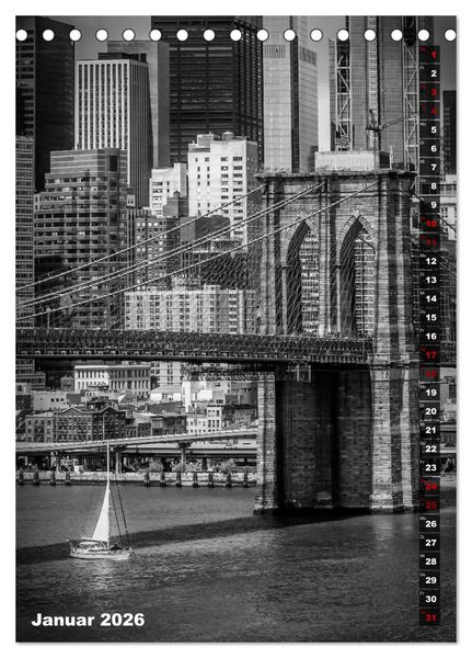 Produktbild: NEW YORK CITY Monochrome Stadtansichten (Tischkalender 2026 DIN A5 hoch), CALVENDO Monatskalender