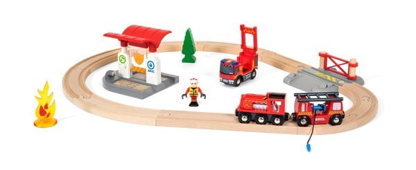 Produktbild: BRIO World - Bahn Feuerwehr Set
