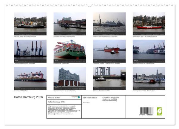 Produktbild: Hafen Hamburg 2026 (hochwertiger Premium Wandkalender 2026 DIN A2 quer), Kunstdruck in Hochglanz