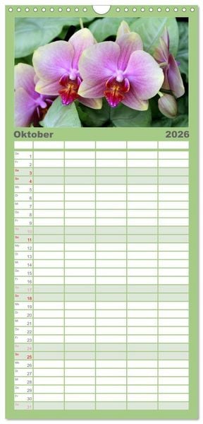 Produktbild: Familienplaner 2026 - Pr&auml;chtige Orchideen mit 5 Spalten (Wandkalender, 21 x 45 cm) CALVENDO