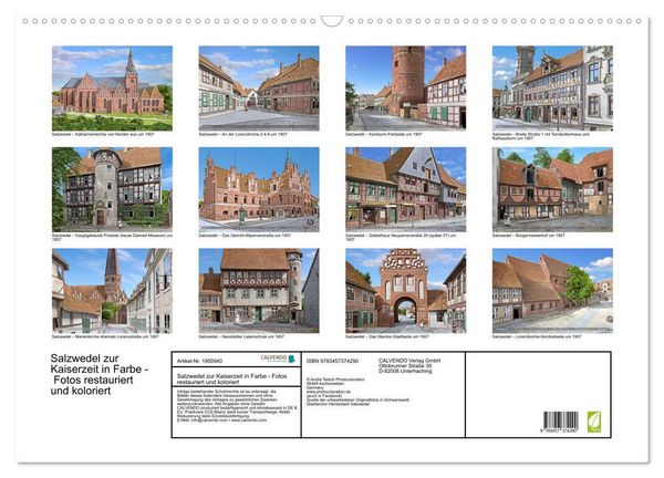Produktbild: Salzwedel zur Kaiserzeit in Farbe - Fotos restauriert und koloriert (Wandkalender 2026 DIN A2 quer), CALVENDO Monatskalender