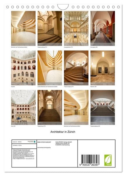 Produktbild: Architektur in Z&uuml;rich (Wandkalender 2026 DIN A4 hoch), CALVENDO Monatskalender