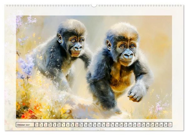 Produktbild: Gorillas. Wilde Kinderstube im Dschungel (hochwertiger Premium Wandkalender 2027 DIN A2 quer), Kunstdruck in Hochglanz