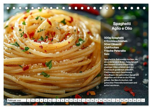Produktbild: Italienische Spaghetti Rezepte - Leckere So&szlig;en f&uuml;r jeden Monat (Tischkalender 2026 DIN A5 quer), CALVENDO Monatskalender
