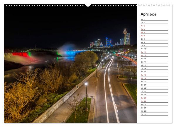 Produktbild: NIAGARAF&Auml;LLE Idyllische Impressionen bei Tag und Nacht (Wandkalender 2026 DIN A2 quer), CALVENDO Monatskalender