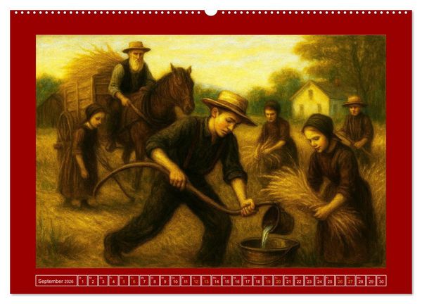 Produktbild: Einfach Leben - Einblicke in die Welt der Amish im Stil alter Gem&auml;lde (Wandkalender 2026 DIN A2 quer), CALVENDO Monatskalender