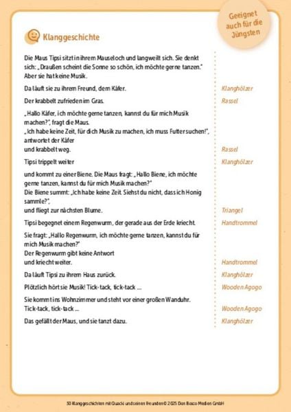 Produktbild: Klanggeschichten mit Quacki und seinen Freunden