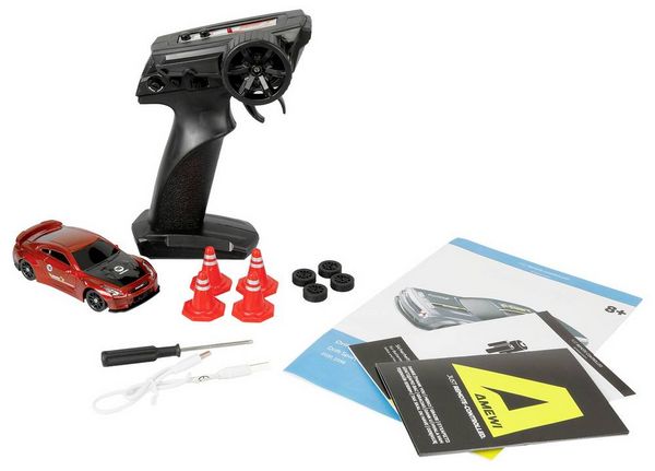 Produktbild: Amewi Drift Sport GTR Rot Brushed 1:43 RC Modellauto Elektro Sportwagen Allradantrieb (4WD) RtR 2,4 GHz