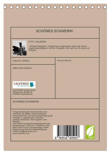 Produktbild: SCH&Ouml;NES SCHWERIN (Tischkalender 2026 DIN A5 hoch), CALVENDO Monatskalender