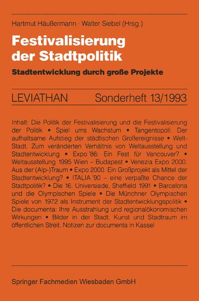 Produktbild: Festivalisierung der Stadtpolitik