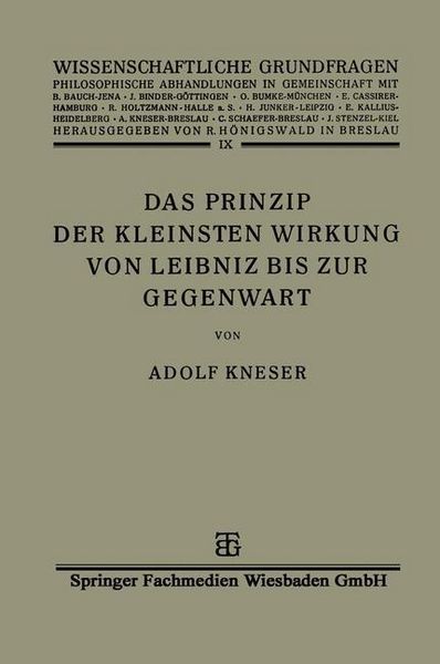 Produktbild: Das Prinzip der Kleinsten Wirkung von Leibniz bis zur Gegenwart